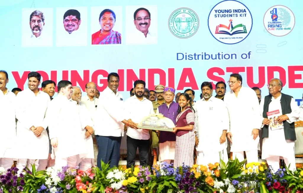 TG CM Revanth Reddy Distributes Young India Students KIT